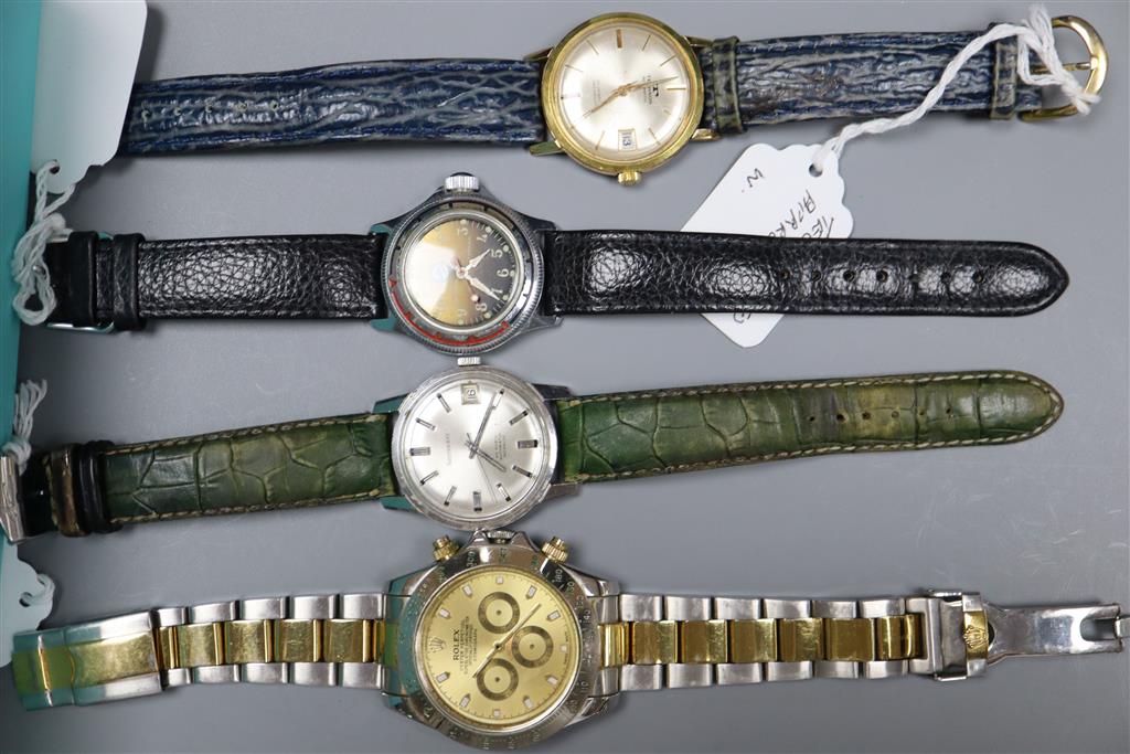 Eighteen assorted gentlemans wrist watches, a pocket watch and a ladys watch.